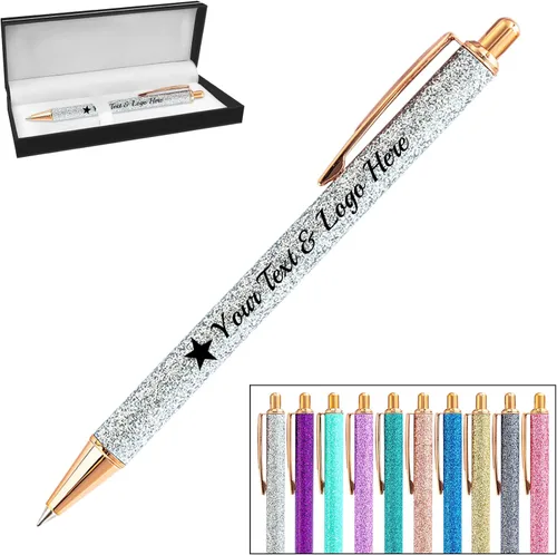Vista 20 de Bolígrafo personalizado, 1 unidad, bolígrafo personalizado con logotipo de mensaje de nombre comercial impreso, carcasa de metal brillante de tinta