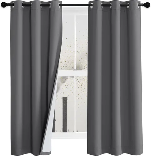 Vista 22 de NICETOWN Cortinas de Lino Sintético Angora con Barrera de Sonido que Aísla el Polvo, 100% Opacas, de 84 Pulgadas de Largo, 1 Panel, Cortinas