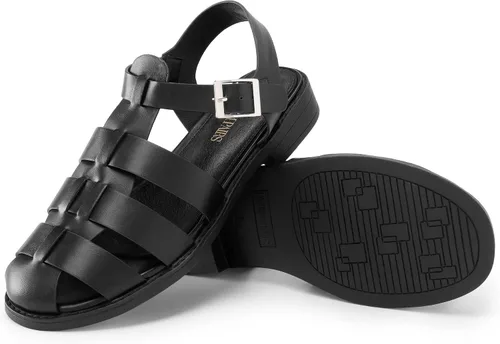 Vista 2 de DREAM PAIRS Fisherman Gladiator - Sandalias planas tejidas para verano