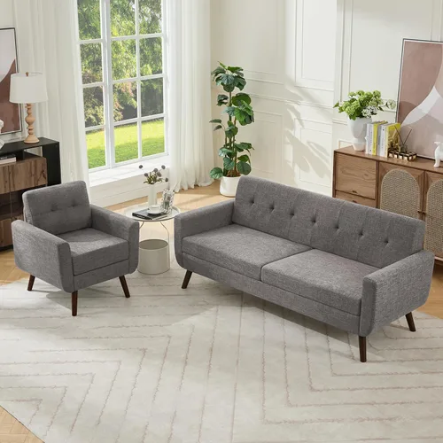 Vista 13 de Tbfit Sofá en Forma de L, Sofás Seccionales Modernos de Mediados de Siglo de 80" de Ancho, Sofás de 3 Plazas con Chaise Lounge Amplio, Sofá Beige