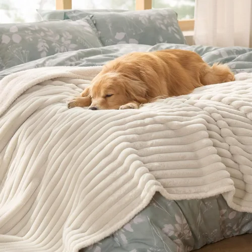 Vista 14 de Bedsure ComfyFleece® - Mantas impermeables para perros pequeños Crema