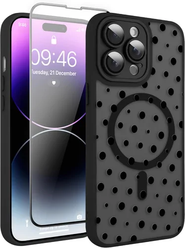 Vista 142 de Magnético para iPhone 13 con protector de pantalla [Compatible con MagSafe] Diseño de patrón floral de flores bonitas, funda delgada a prueba