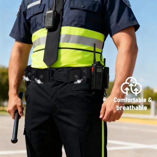 Vista 7 de Cinturones tácticos de servicio policial - Cinturón de servicio policial con 4 guardianes, cinturón exterior interior ajustable de 2 pulgadas
