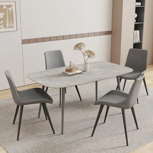 Vista 48 de HIPIHOM Mesa de comedor moderna de granja de 47.2 pulgadas, mesa de comedor rectangular de madera con patas de metal para 4 personas para comedor