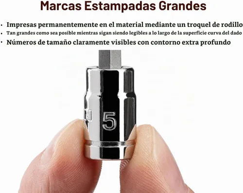 Vista 3 de TEKTON Juego de dados hexagonales largos de 3/8 pulgadas de impulso con estuche, 8 piezas (1/8-3/8 pulgadas) SHB91313 Long