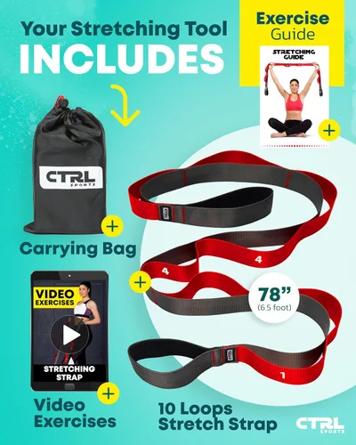 Vista 2 de Stretching Strap with Loops, Non Elastic Stretch Band for Physical Therapy