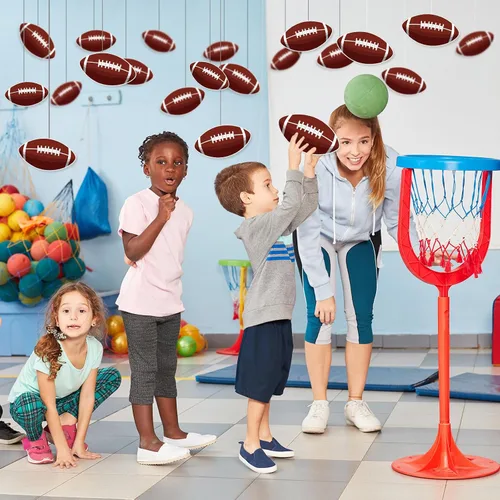 Vista 5 de 50 recortes de papel de fútbol de rugby, recortes temáticos de fiesta de fútbol, decoraciones de tablón de anuncios con 100 puntos de pegamento