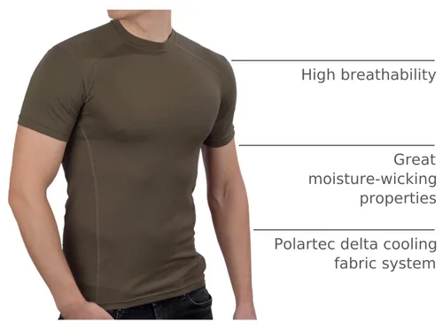Vista 2 de 281Z Camiseta militar de capa base que absorbe la humedad para hombre, entrenamiento táctico profesional, Polartec Delta, resistente al olor Verde
