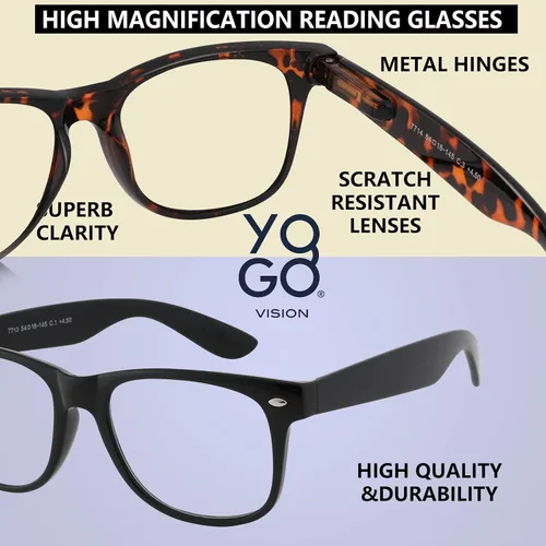 Vista 2 de Yogo Vision Magnifying Glasses for Reading, High Magnification One Power Magnifier Readers