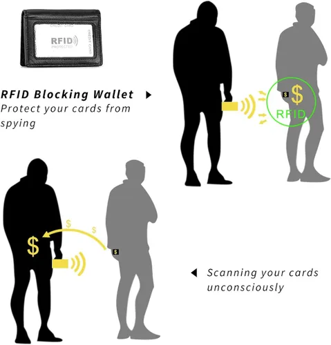 Vista 5 de HAWEE - Cartera de bolsillo frontal para hombre, cuero auténtico RFID