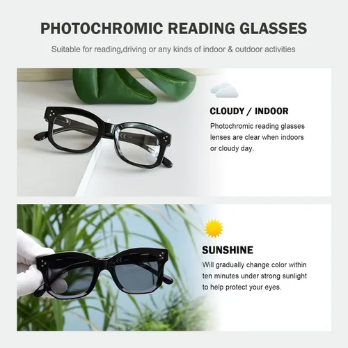 Vista 5 de Eyekepper Gafas de lectura fotocromáticas de transición para mujer, color negro