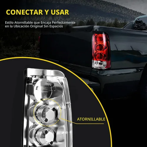 Vista 5 de DWVO Conjunto de luces traseras compatible con Chevy Silverado 1999 2000 2001 2002 1500 2500/01 02 Chevy Silverado 3500/1999-2003 GMC Sierra 1500