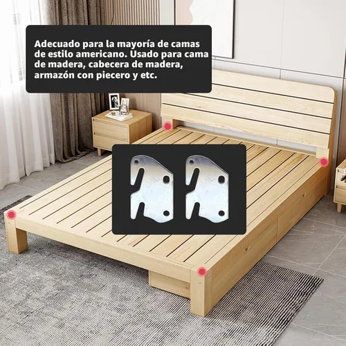 Vista 6 de Bitray Placas de madera para cama de madera para riel de cama de madera, soporte de marco de cama, reemplazo de estribo - 4 piezas 4pcs