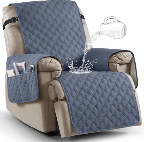 Vista 11 de Ruaozz Funda para Silla Reclinable 100% Impermeable Antideslizante Funda Reclinable para Silla Reclinable Funda de Asiento de Silla Lavable con Beige
