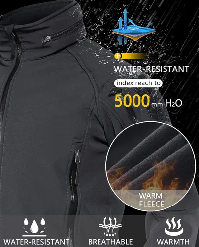 Vista 4 de TACVASEN Special Ops - Chaqueta táctica para hombre, resistente al agua, softshell y desmontable, con capucha