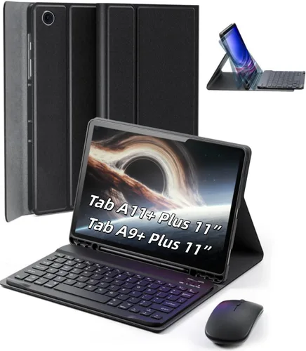 Vista 12 de TUNKARMOR Funda para teclado para Tab A9 de 8.7 pulgadas (2023) - Funda delgada con teclado desmontable y ratón con soporte para bolígrafo, función