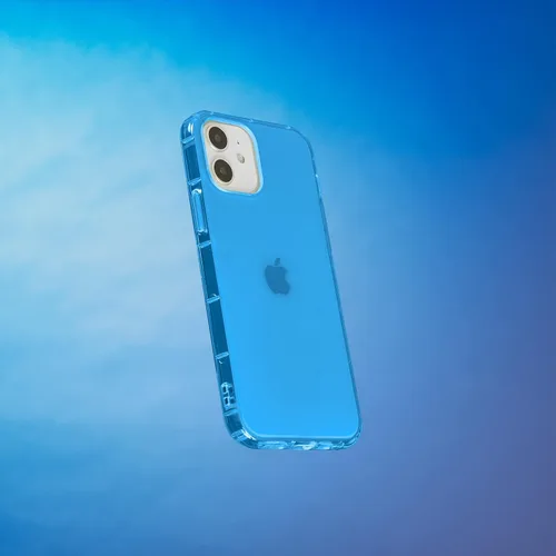 Vista 3 de SteepLab Funda con resaltador de neón para iPhone, funda Grippy Jelly con bolsillos protectores de aire (azul celeste, iPhone 12 y iPhone 12 Pro)