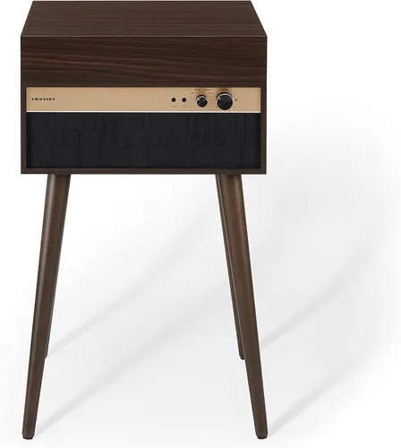 Vista 2 de Crosley CR6236A-WA Jasper Tocadiscos, Nuez Tocadiscos de 3 velocidades, entrada y salida Bluetooth, altavoces estéreo integrados de rango