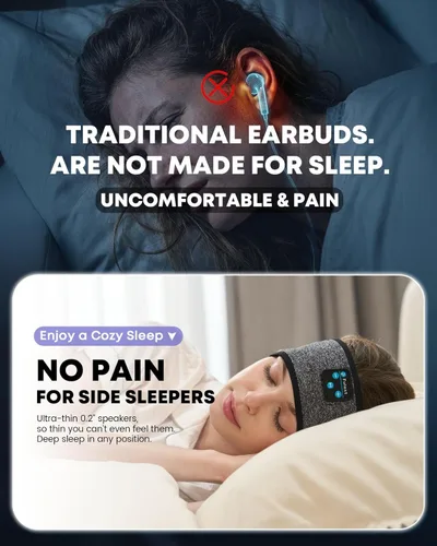 Vista 2 de Audífonos para Dormir con Diadema Bluetooth, Audífonos para Dormir con Diadema Deportiva, Audífonos para Dormir de Larga Duración con Altavoces