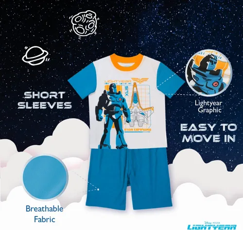 Vista 5 de Disney Boys Pixar Lightyear Toys Story 4 3-Piece Loose-Fit Pajamas Set