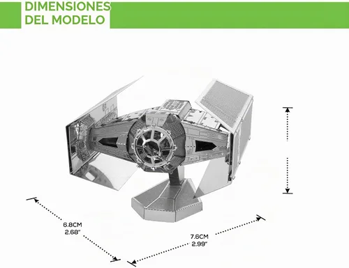 Vista 6 de Fascinations Metal Earth Star Wars OT Darth Vader Tie Fighter 3D Kit de modelo de metal