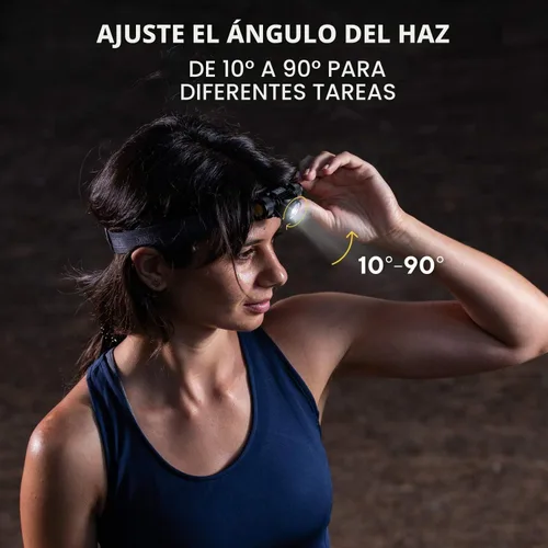 Vista 3 de SLONIK - Linterna frontal recargable ultrabrillante de 500 lúmenes - Luz impermeable IPX8 para correr al aire libre, equipo de senderismo Negro Gen 3