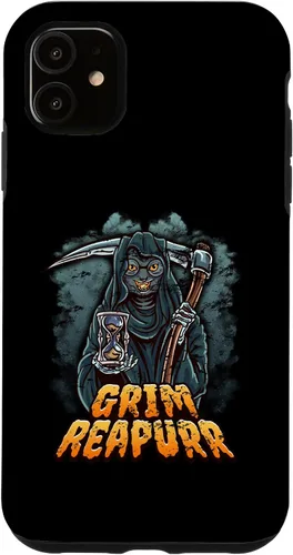 Vista 5 de iPhone 13 Grim Reapurr divertido disfraz de Halloween calabaza Parca gato caso