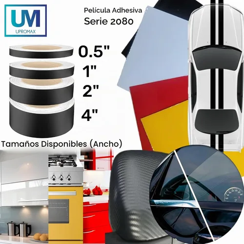 Vista 7 de Envoltura de vinilo negro brillante, Upromax™ fabricada con 3M 2080 Chrome Delete 4in x 5ft