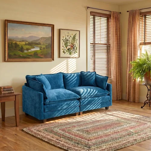 Vista 48 de Sofá modular modular de felpilla beige de 78 pulgadas para sala de estar, sofá modular de felpilla beige para sala de estar, sofás para sala