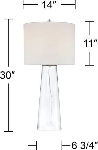Vista 4 de 360 Lighting Marcus - Lámpara de mesa de columna estrecha grande de 30" de altura moderna costera para extremo de mesa. Lámpara de vidrio Single