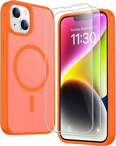 Vista 232 de SPIDERCASE Funda magnética translúcida diseñada para iPhone 11, con 2 protectores de pantalla de vidrio templado, antihuellas, para iPhone 11 de 6.1