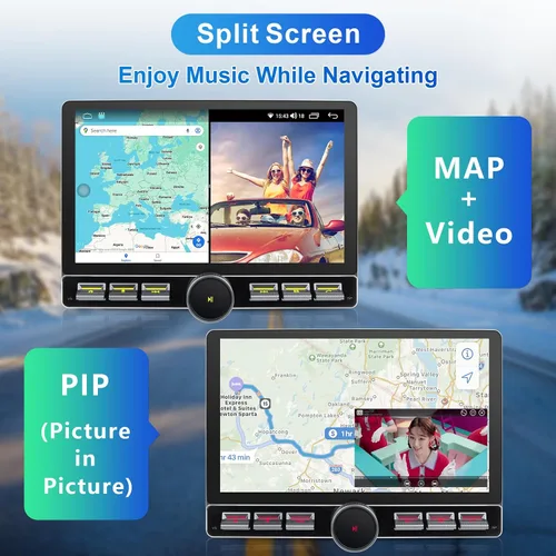 Vista 7 de Radio Android Single DIN inalámbrica Carplay Android Auto 8-Core 10.1 pulgadas pantalla táctil estéreo de coche con pantalla táctil flotante