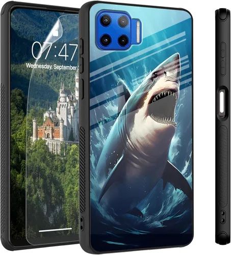 Vista 93 de Funda para Motorola Moto Edge 2022, cubierta trasera de vidrio templado con protector de pantalla, funda protectora a prueba de golpes para Motorola