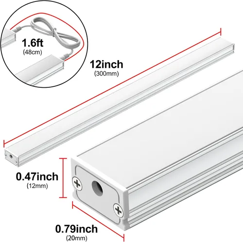 Vista 4 de ASOKO Luces LED regulables para debajo del gabinete, blanco cálido 3000 K, 3 piezas de 12 pulgadas conectables LED enchufe de iluminación