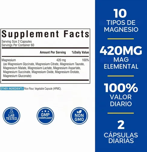 Vista 2 de Complejo de magnesio 10 en 1, 120 cápsulas veganas y vitamina B12 sublingual 5000 mcg, 90 mini tabletas de disolución rápida