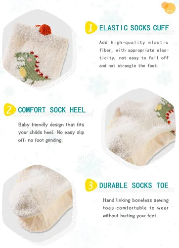 Vista 5 de Calcetines suaves y peludos para bebés, para niños, niñas, antideslizantes, acogedores, esponjosos, cálidos, para invierno, 5 pares