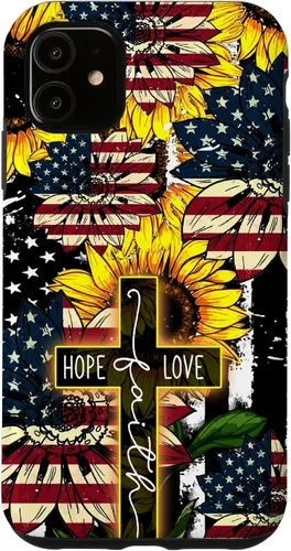 Vista 8 de Funda para iPhone 16 Sunflowers Faith Hope Love Jesus Cross Christian