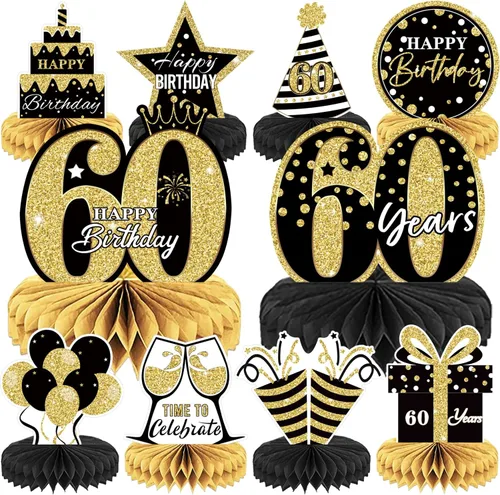 Vista 8 de 10 piezas de decoración de cumpleaños número 30 para niñas y niños, centros de mesa de cumpleaños 30 para mesas, centros de mesa de feliz cumpleaños