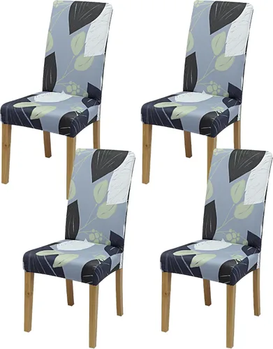 Vista 10 de Fundas para Sillas de Comedor, Juego de Fundas para Sillas de Comedor de 4 Piezas, Fundas Elásticas para Sillas de Cocina, Fundas para Sillas