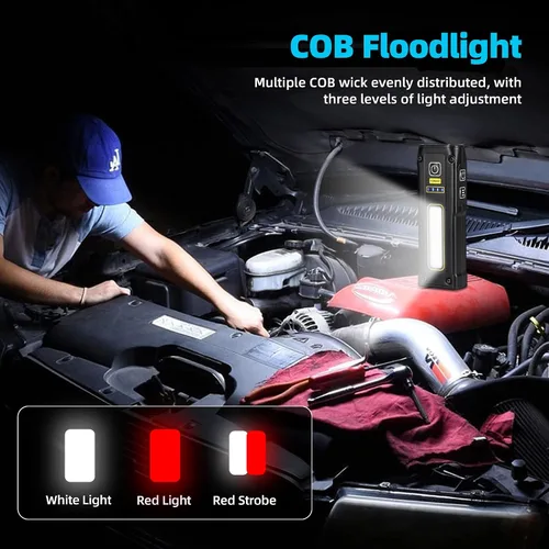 Vista 3 de DARKBEAM Linterna UV 365+395 Luz Negra, Linternas LED EDC de Alto Lumen USB C Recargables Lámpara Woods, Mini Luz Roja COB Magnética - Energía