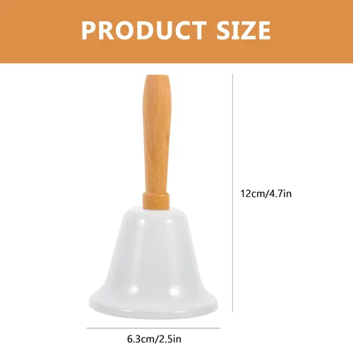 Vista 2 de MAGICLULU Campana de mano de Navidad, 1 campana de llamada de Navidad con mango de madera, campana de mano sólida para decoración de cena