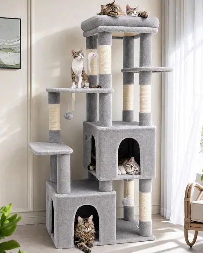 Vista 13 de Globlazer Torre de Gato para Gatos de Interior, Árboles de Gato de Alta Resistencia para Gatos Grandes Gatos Adultos Grandes Torre de Gato Maine