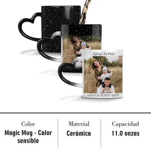 Vista 4 de Taza mágica personalizada, taza de café personalizada que cambia de color, taza de café de 11 onzas con sensible al calor, regalos personalizados