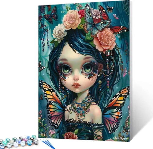 Vista 18 de Kit de pintura por números, lienzo de 16 x 20 pulgadas, pintura al óleo para niños, 16 x 20 pulgadas, pintura al óleo para adultos, adultos