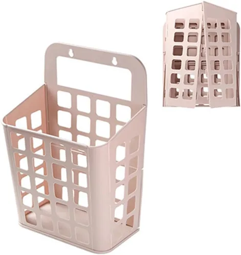 Vista 7 de Zerodeko Cesta de plástico para la ropa, rosa, plegable, ligera, 15 x 15 x 12 pulgadas