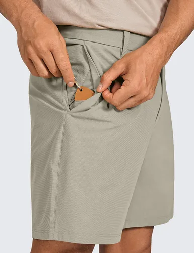 Vista 3 de CRZ YOGA - Pantalones cortos de golf cómodos para todo el día para hombre, 7"9" elásticos, ligeros, de frente plana para el trabajo casual