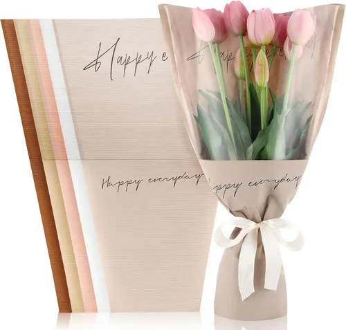 Vista 9 de Harloon 100 bolsas de flores para ramos de flores, papel de regalo de flores transparentes, fundas de 11 x 5.1 x 17.3 pulgadas, múltiples Café
