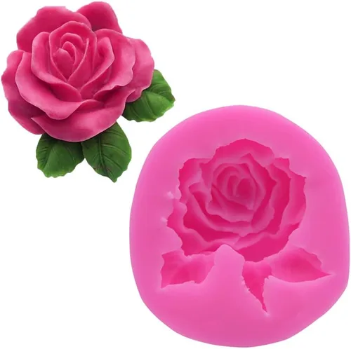 Vista 2 de Molde de jabón de silicona con forma de flor de rosa 3D, molde para pastel de chocolate, hecho a mano, decoración de fondant, fabricación de jabón
