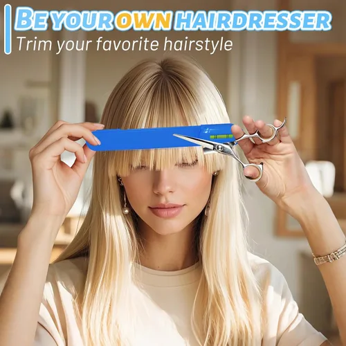 Vista 3 de Herramientas profesionales para el peinado: kit de capas y recorte de bricolaje con clips, guía para flequillo, capas, puntas abiertas - azul