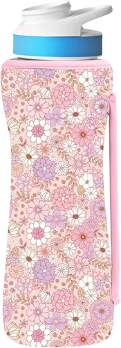 Vista 23 de Funda estampada de 22 onzas compatible con botellas de agua Cirkul para botellas de plástico y acero inoxidable, neopreno de 22 onzas, material que
